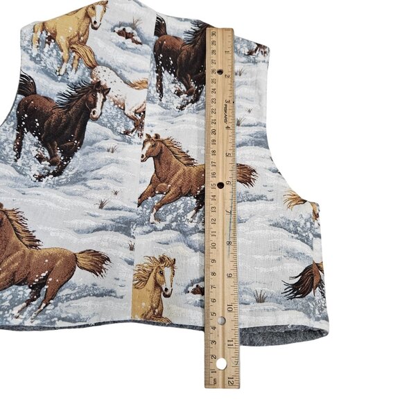 Handmade Horse Print Childrens Vest Western Motif Grey Back Panel Yarn Tail 1-2y - Picture 7 of 9